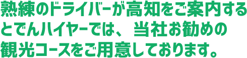 熟練のドライバーが高知をご案内するとでんハイヤーでは、当社お勧めの観光コースをご用意しております。